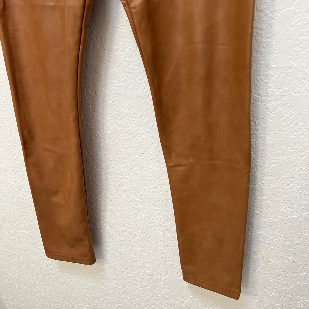 Bagatelle NYC Womens Cognac Brown Faux Leather High Waisted Leggings Size L - Picture 3 of 7